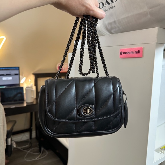 NWOT Coach Pillow Quilted Madison Shoulder Bag 18 - Black Pewter (Smaller Size)